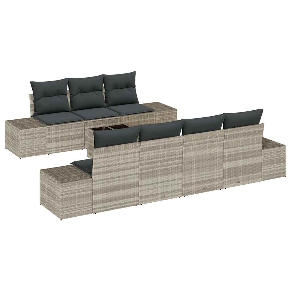 Garten-Sofa-Set 8 pcs Hellgrau und Dunkelgrau 55 x 55 x 37 cm